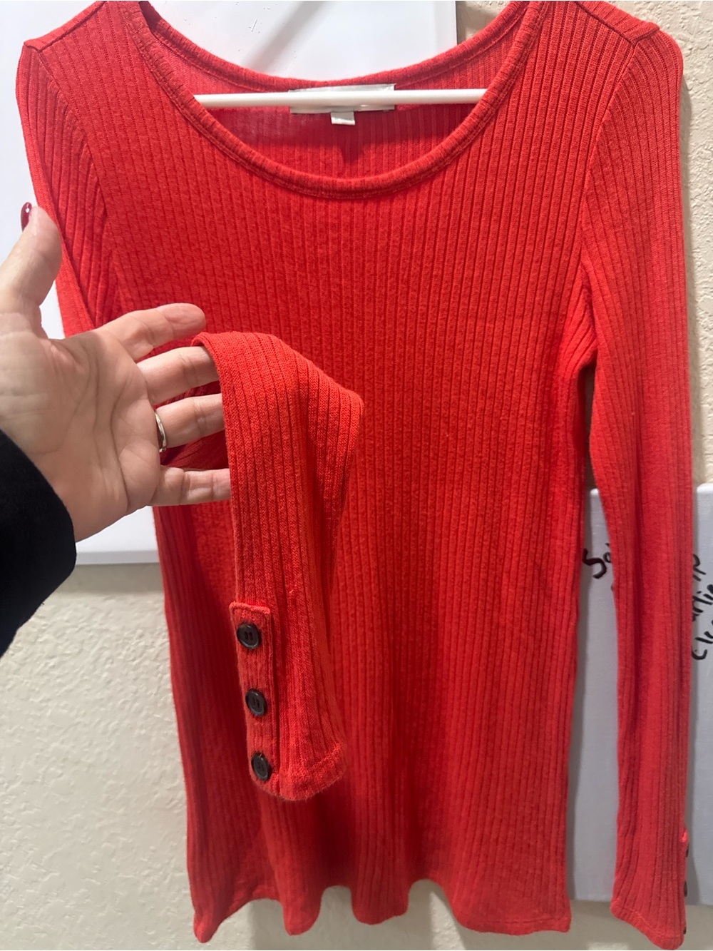 LOFT Ribbed Crew Neck Sweater - Red